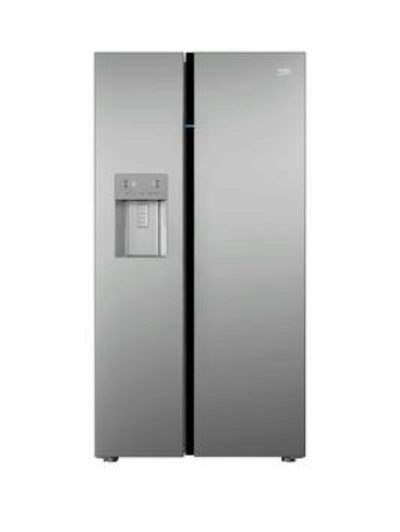 Beko Asgn542S Frost Free American-Style Fridge Freezer With Non Plumbed Water And Ice - Silver